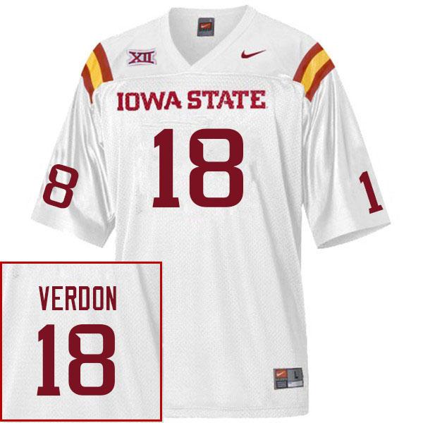Iowa State Cyclones Men's #18 Malik Verdon Nike NCAA Authentic White College Stitched Football Jersey TZ42G13XE
